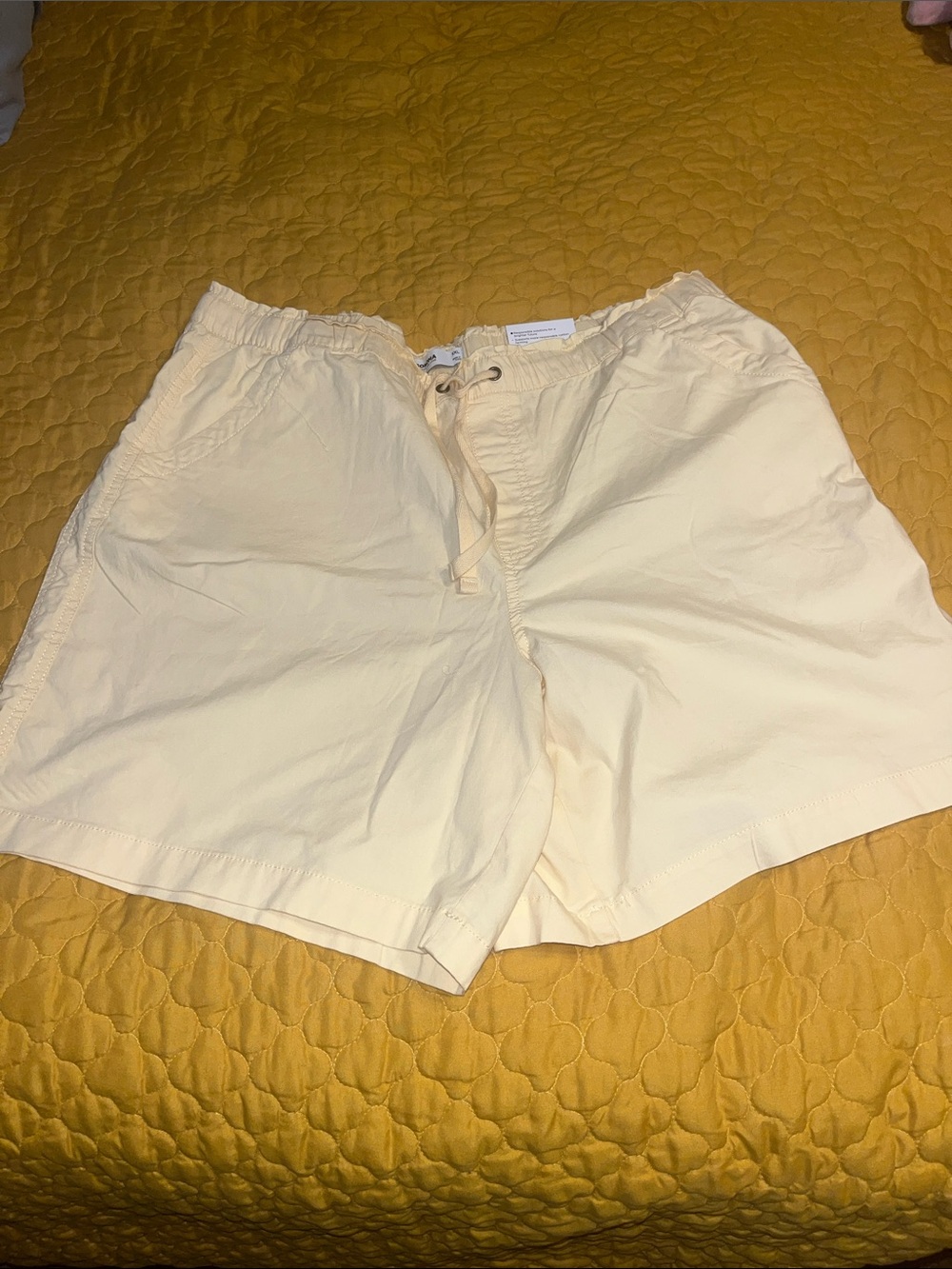 Light Yellow Mid-Rise Bermuda’s  Casual Drawstring Shorts